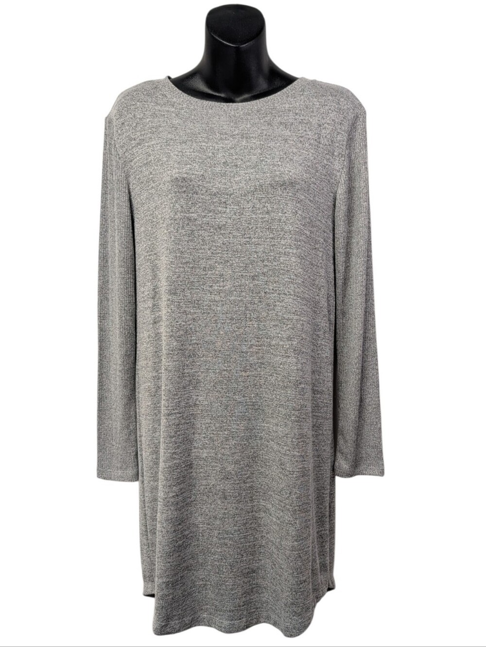 A New Day Womens Gray Tight-Knit Crew Neck Long Sleeve Sweater Dress Sz S NWT